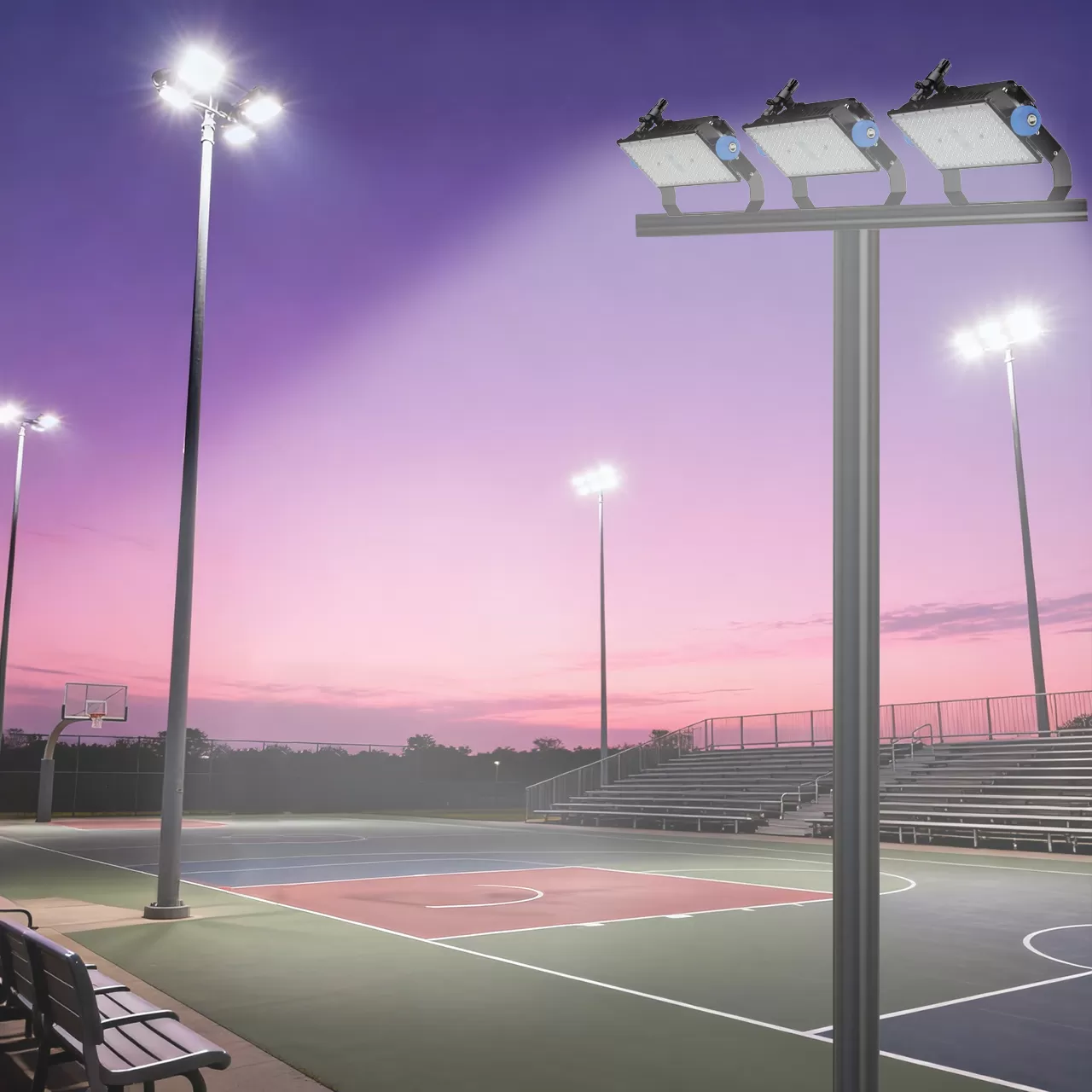 Iluminación de la cancha de deportes al aire libre