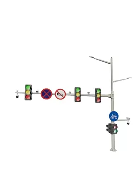 Poste de luz de calle con luz de señal